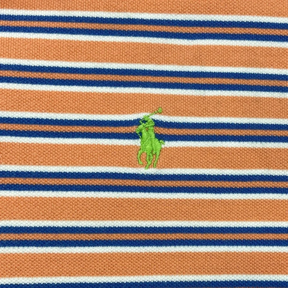 Polo by Ralph Lauren Orange, White & Navy Striped Polo Shirt